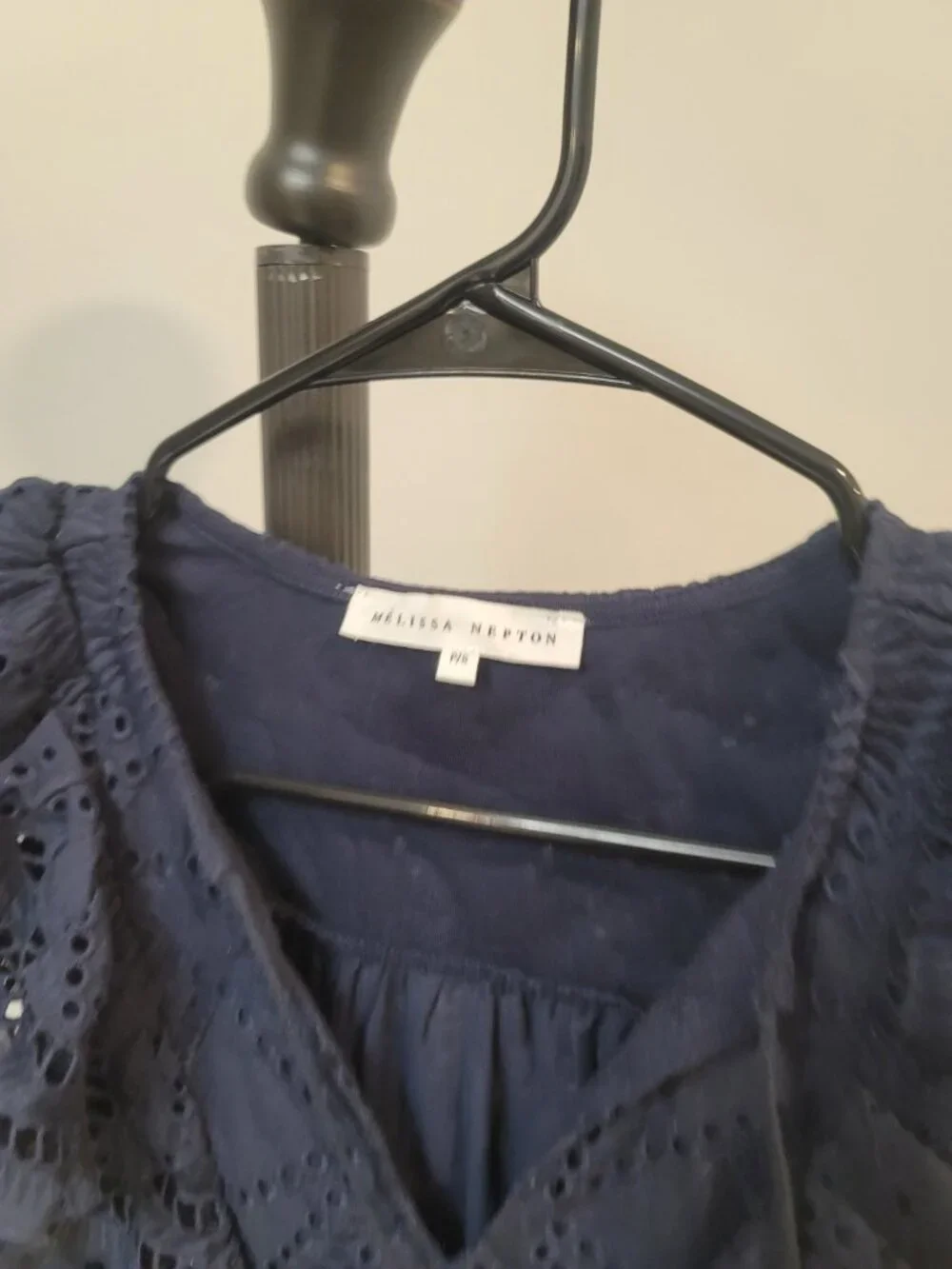 MELISSA NEPTON Navy Blue Emily Blouse Top Small - Picture 4 of 6